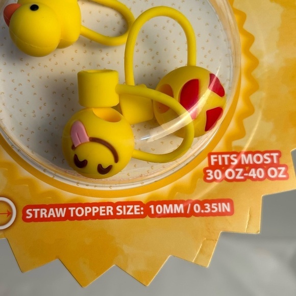 Straw Toppers Emoji Set Cook with Color reusable piece silicone - Picture 7 of 8